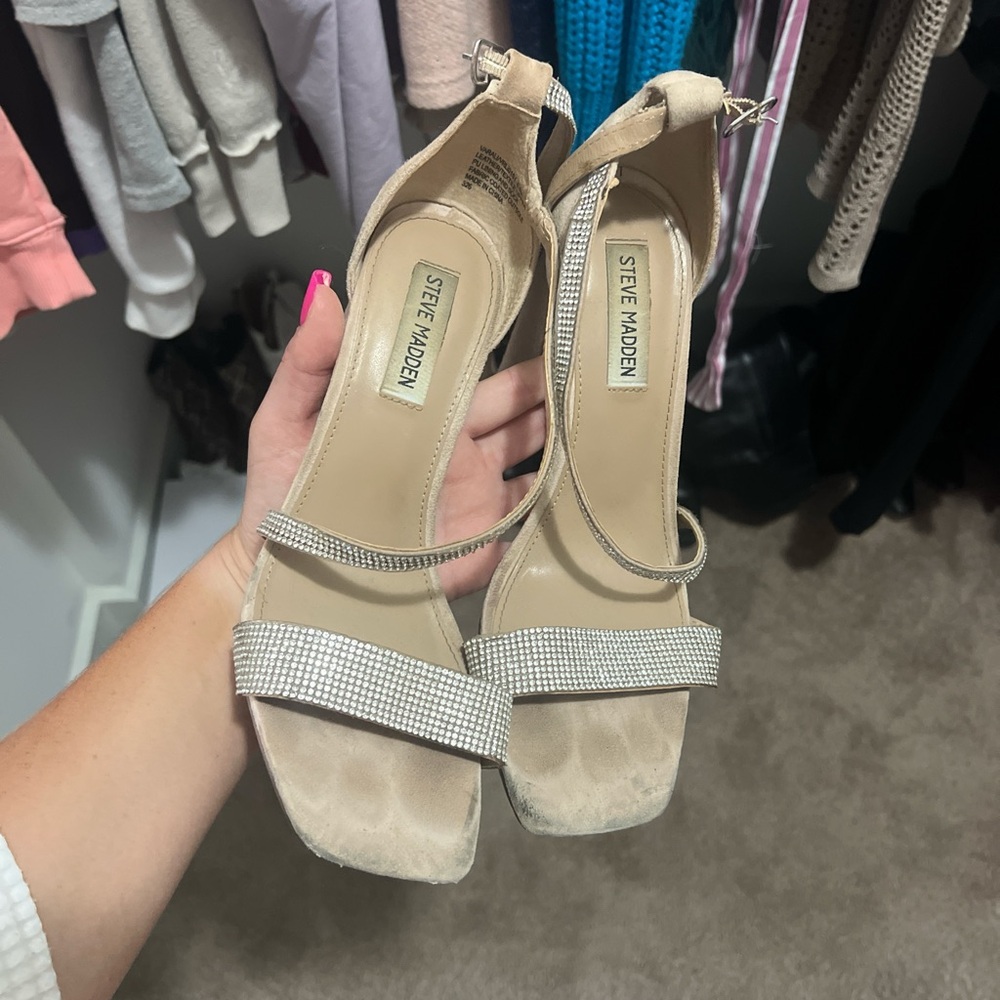 Steve Madden Nude Rhinestone Heels